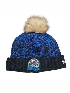 Women's 2023 Salute to Service New Era Buffalo Bills Pom Pom Beanie Blue Black
